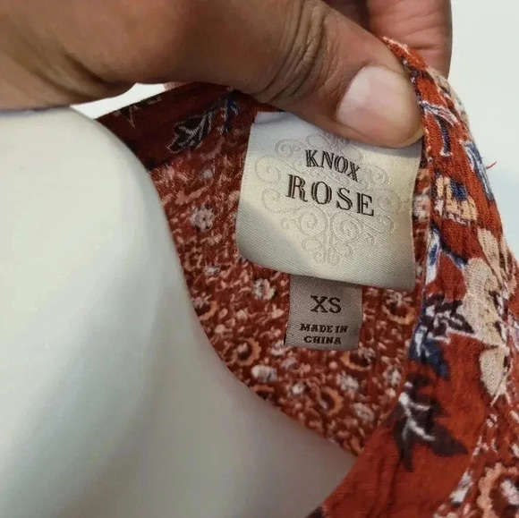 Knox Rose Floral Paisley Print Boho Short Sleeve Dress(XS) - Picture 8 of 10